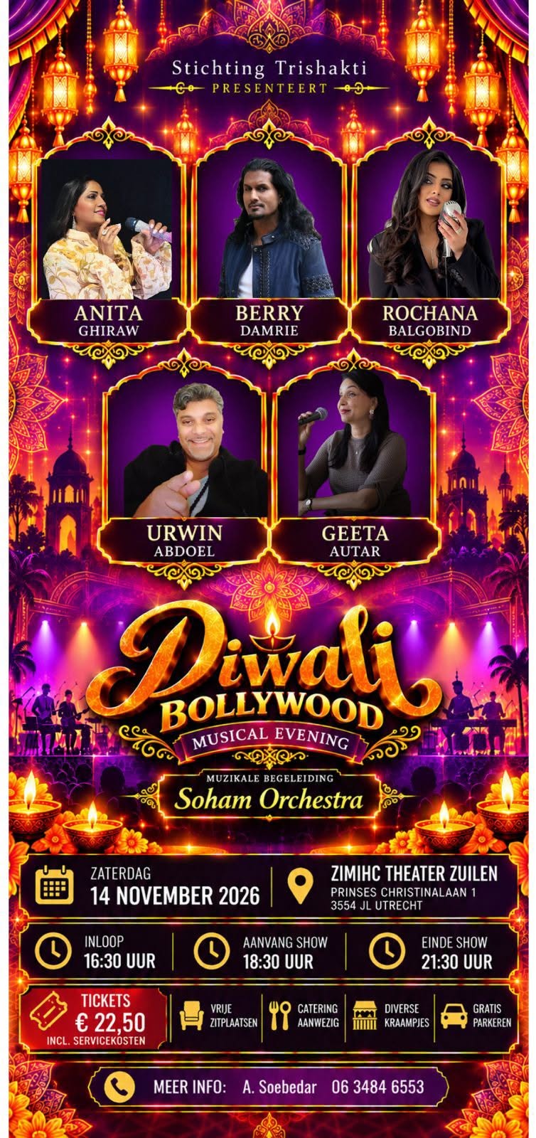 Volledige flyer Diwali Bollywood Musical Evening